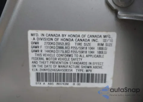 2010 Acura Mdx Technology Package from USA, damaged, VIN 2HNYD2H65AH508354